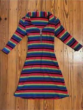 dELiA*s Rainbow Stripe Zip Up Mini Dress